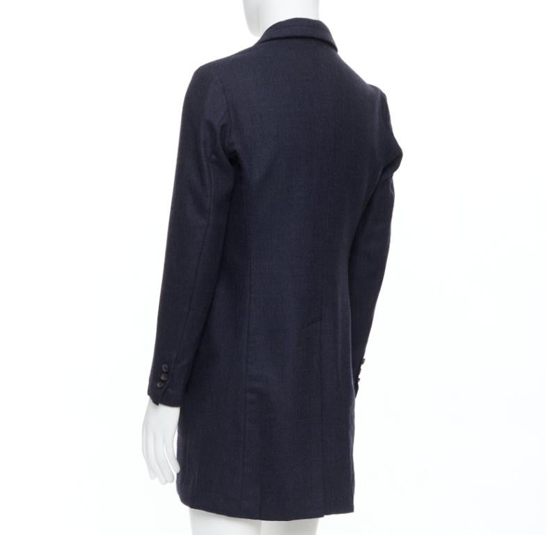 GIULIANO FUJIWARA Cappotto lungo con risvolto in 100% lana navy IT46 S in vendita 1