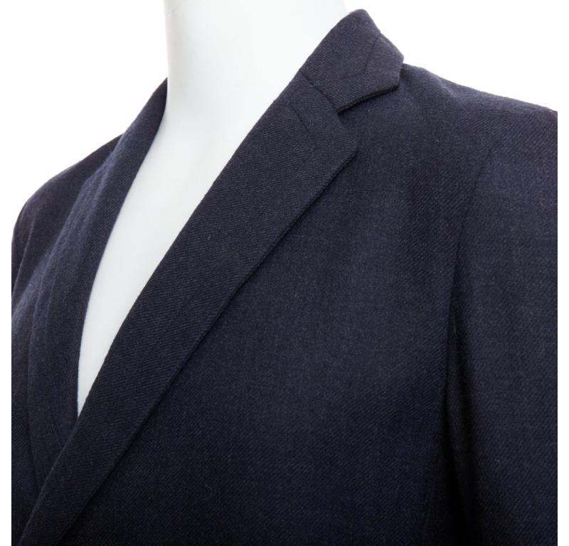 GIULIANO FUJIWARA Cappotto lungo con risvolto in 100% lana navy IT46 S in vendita 2