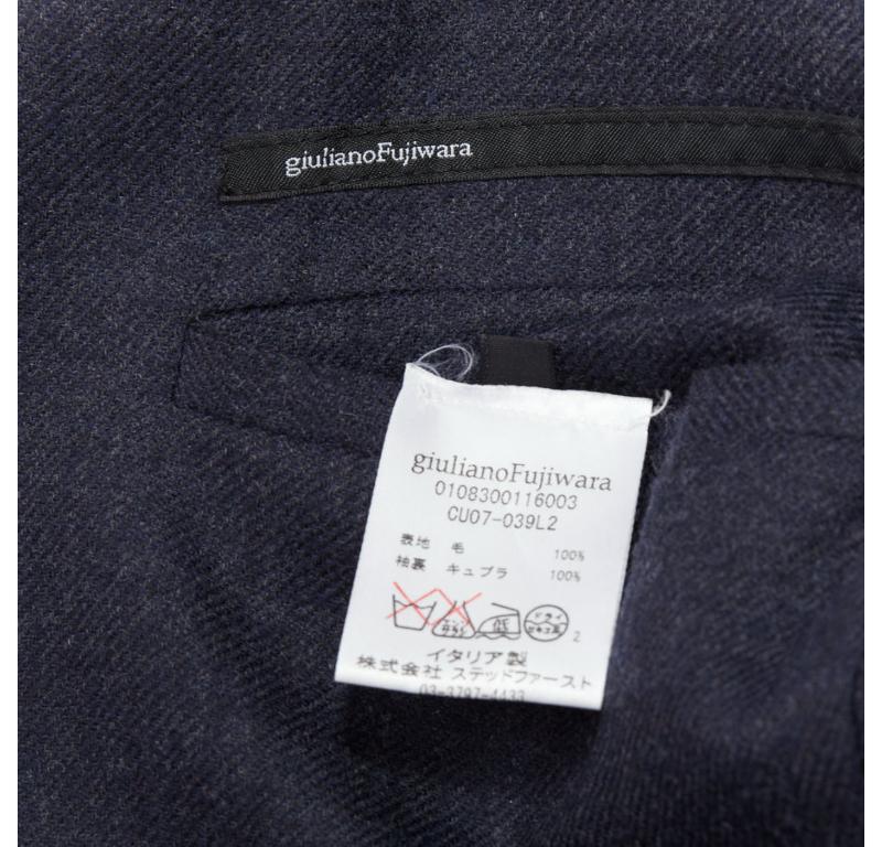 GIULIANO FUJIWARA Cappotto lungo con risvolto in 100% lana navy IT46 S in vendita 3