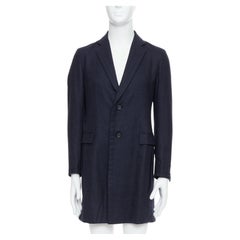 GIULIANO FUJIWARA 100% wool navy panelled lapel long coat IT46 S