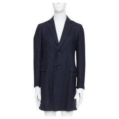 GIULIANO FUJIWARA 100% wool navy panelled lapel long coat IT46 S