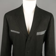 GIULIANO FUJIWARA 36 Black & Gray Linen Notch Lapel Sport Coat