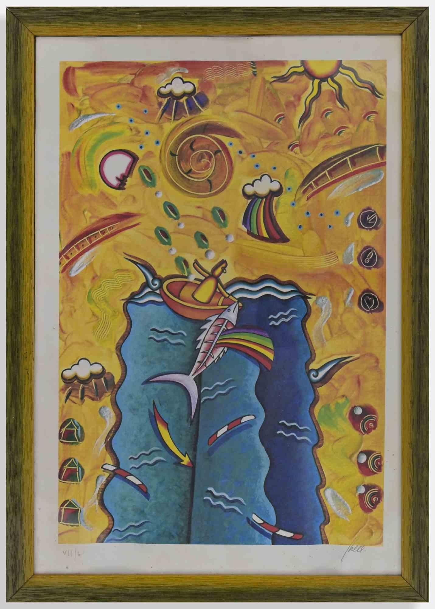 Screen print realized by Giuliano Ghelli in 1980s.

Hand signed and numbered.

Edition of 100.

Includes a contemporary wooden frame.