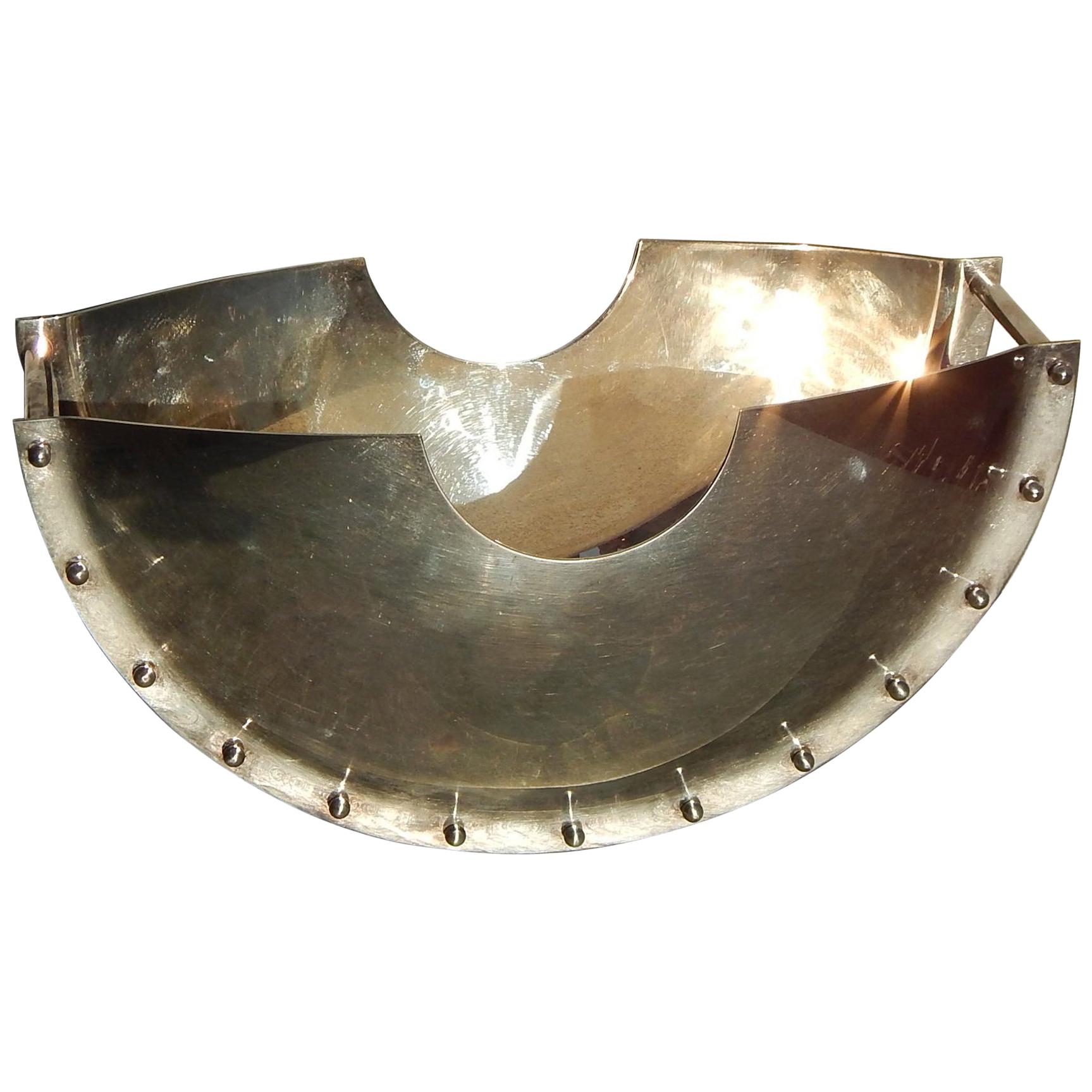 Giuliano Malimpensa Modern Italian Silverplate Centerpiece “Dondolo” for Mesa For Sale