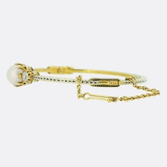Giuliano Natural Pearl Diamond and Enamel Bangle