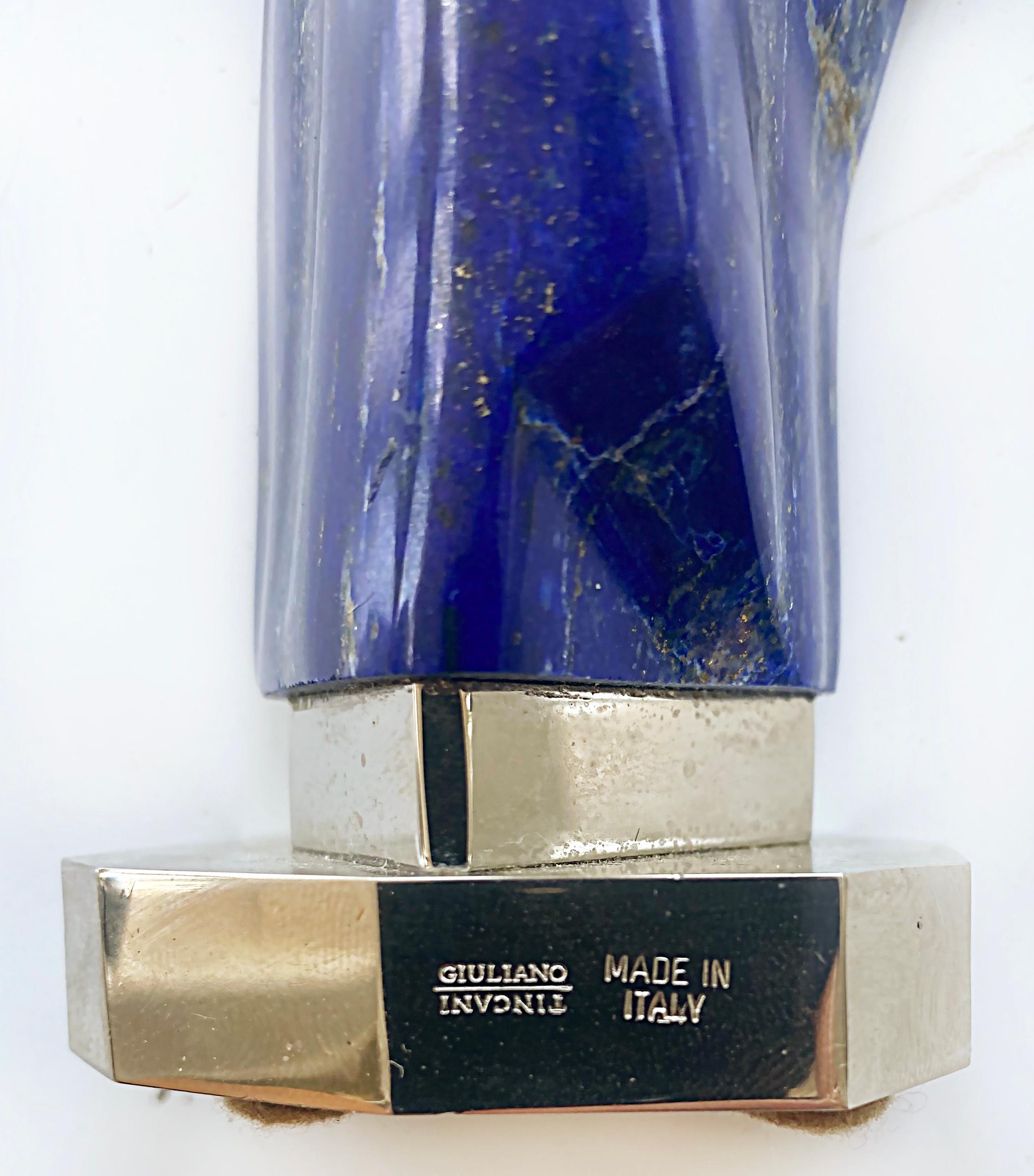 Giuliano Tincani Lapis Lazuli Specimen Sculpture on Nickel Plated Brass Base For Sale 5