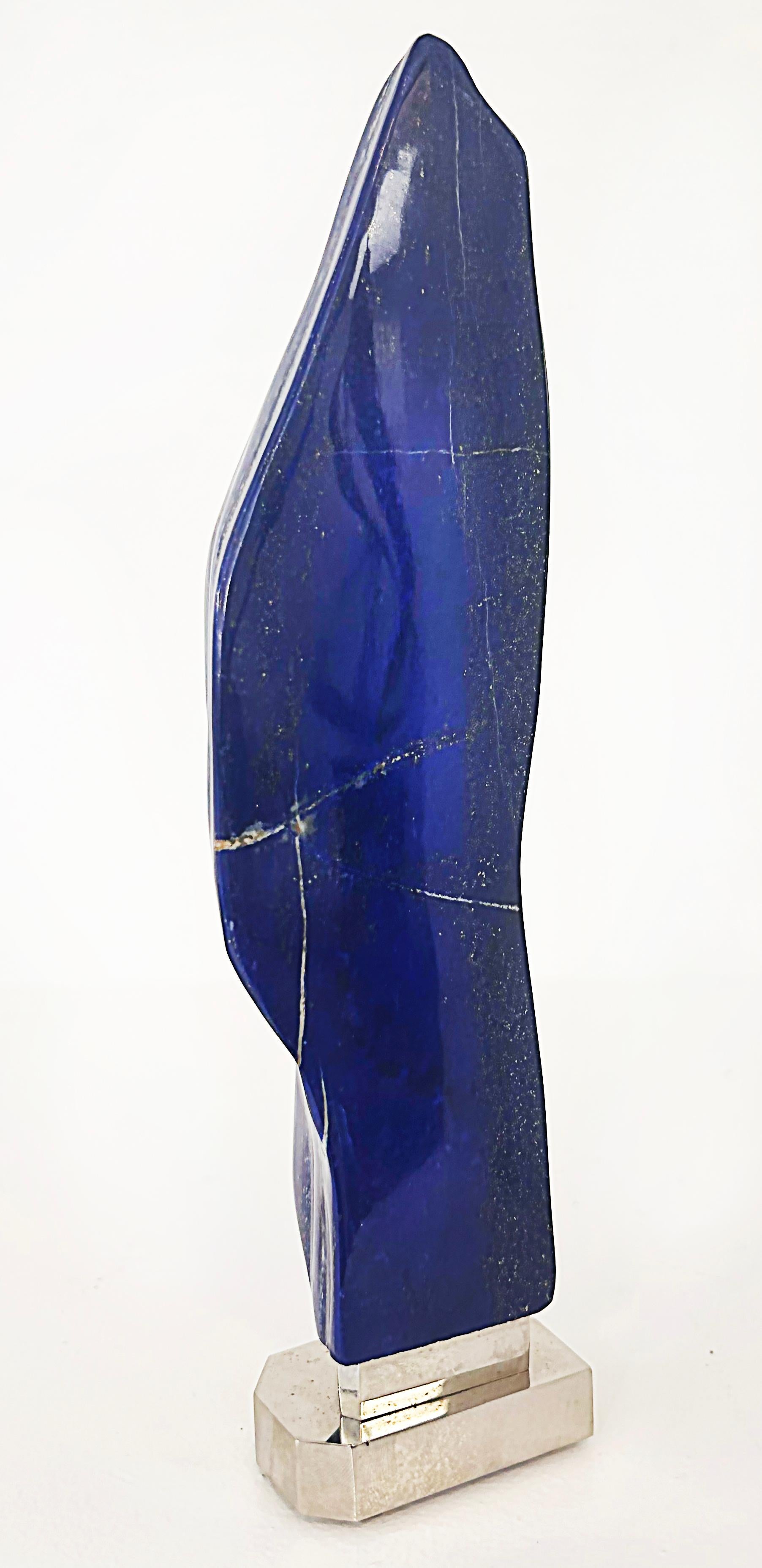 Giuliano Tincani Lapis Lazuli Specimen Sculpture on Nickel Plated Brass Base For Sale 2