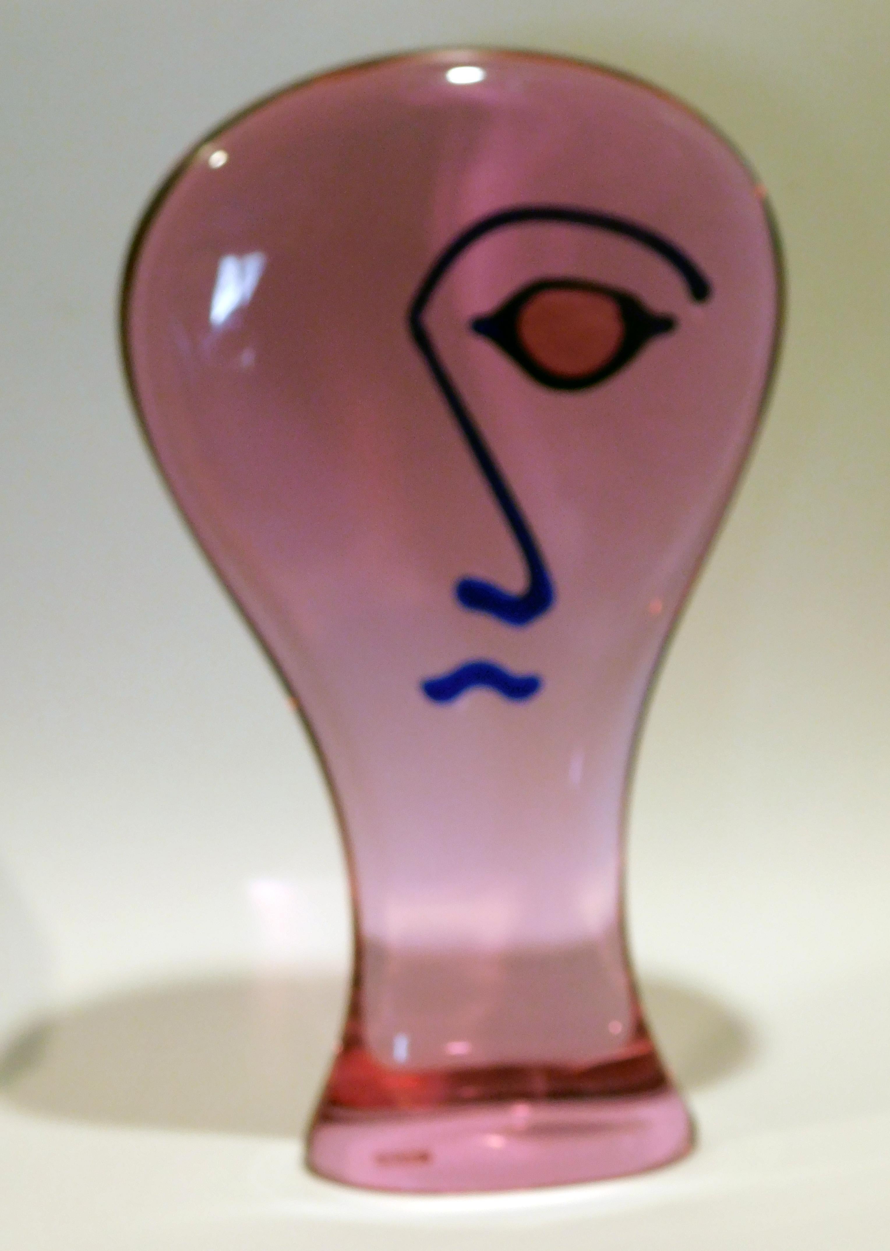 Giuliano Tosi Large Italian Sculpture - Glass Head with Red Eye For Sale 3