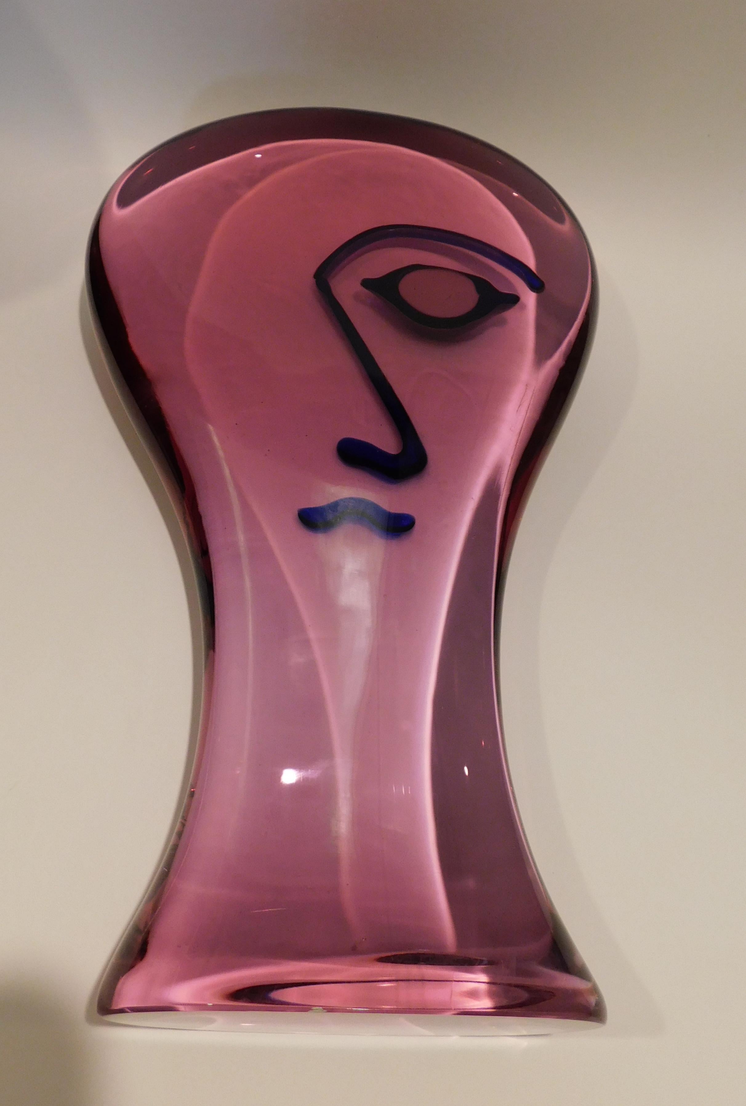 Giuliano Tosi Large Italian Sculpture - Glass Head with Red Eye For Sale 6