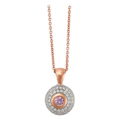 Giulians 18 karat Rose and White Gold Pink sapphire and Diamond Pendant