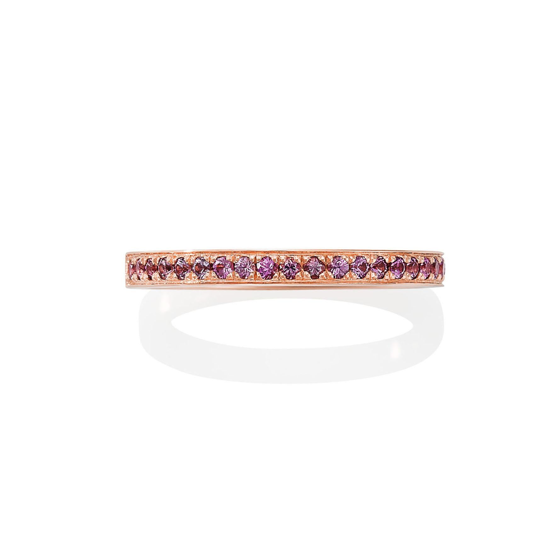 Contemporary Giulians 18 karat Rose Gold and Pink Sapphire Ring For Sale