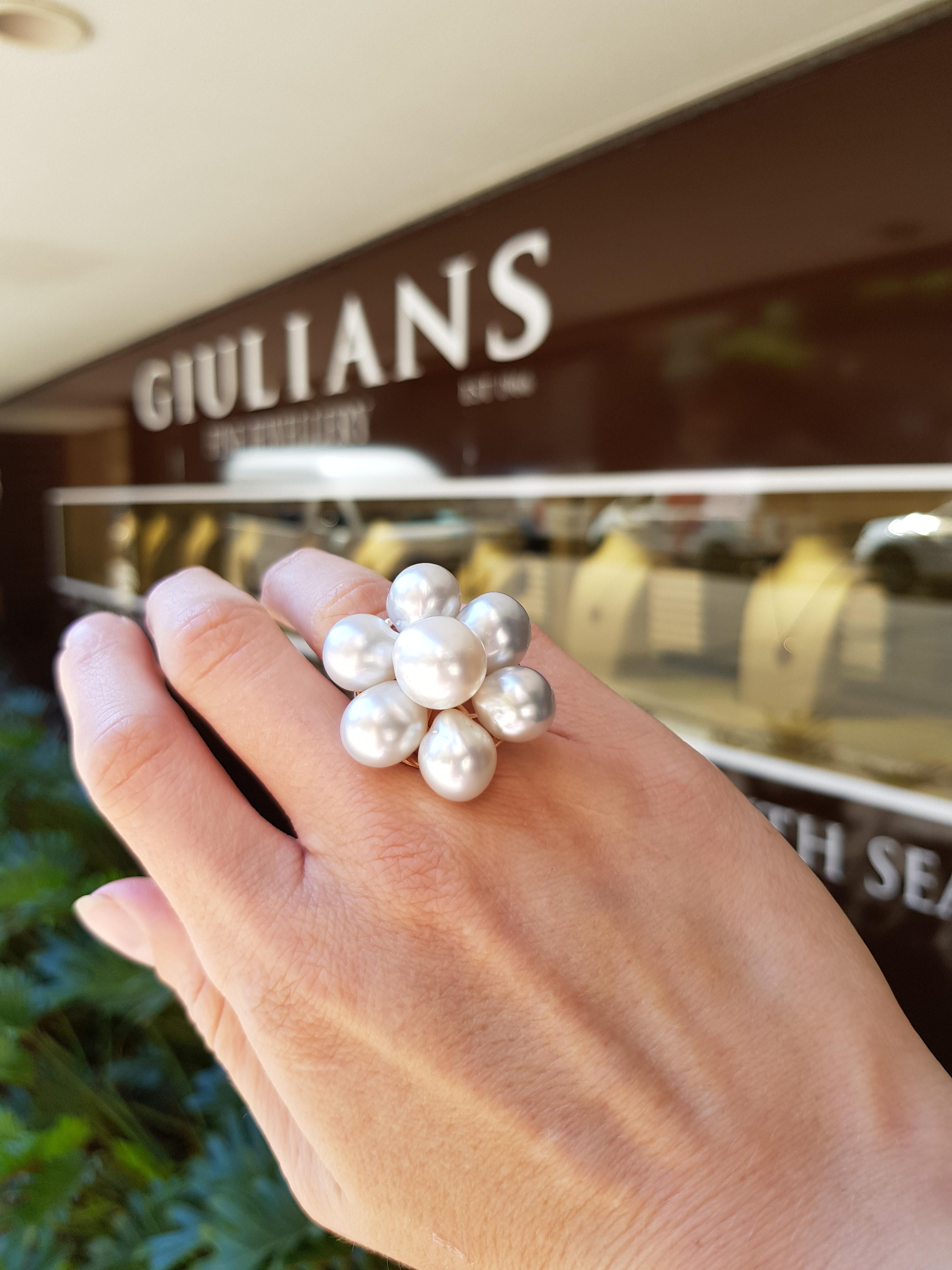 Women's Giulians 18k 7 Baroque South Sea Pearl Cocktail Ring For Sale