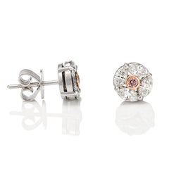 Giulians 18k Pink and White Diamond Stud Earrings