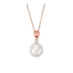 Giulians 18k South Sea Pearl Padparadscha Sapphire and Diamond Pendant