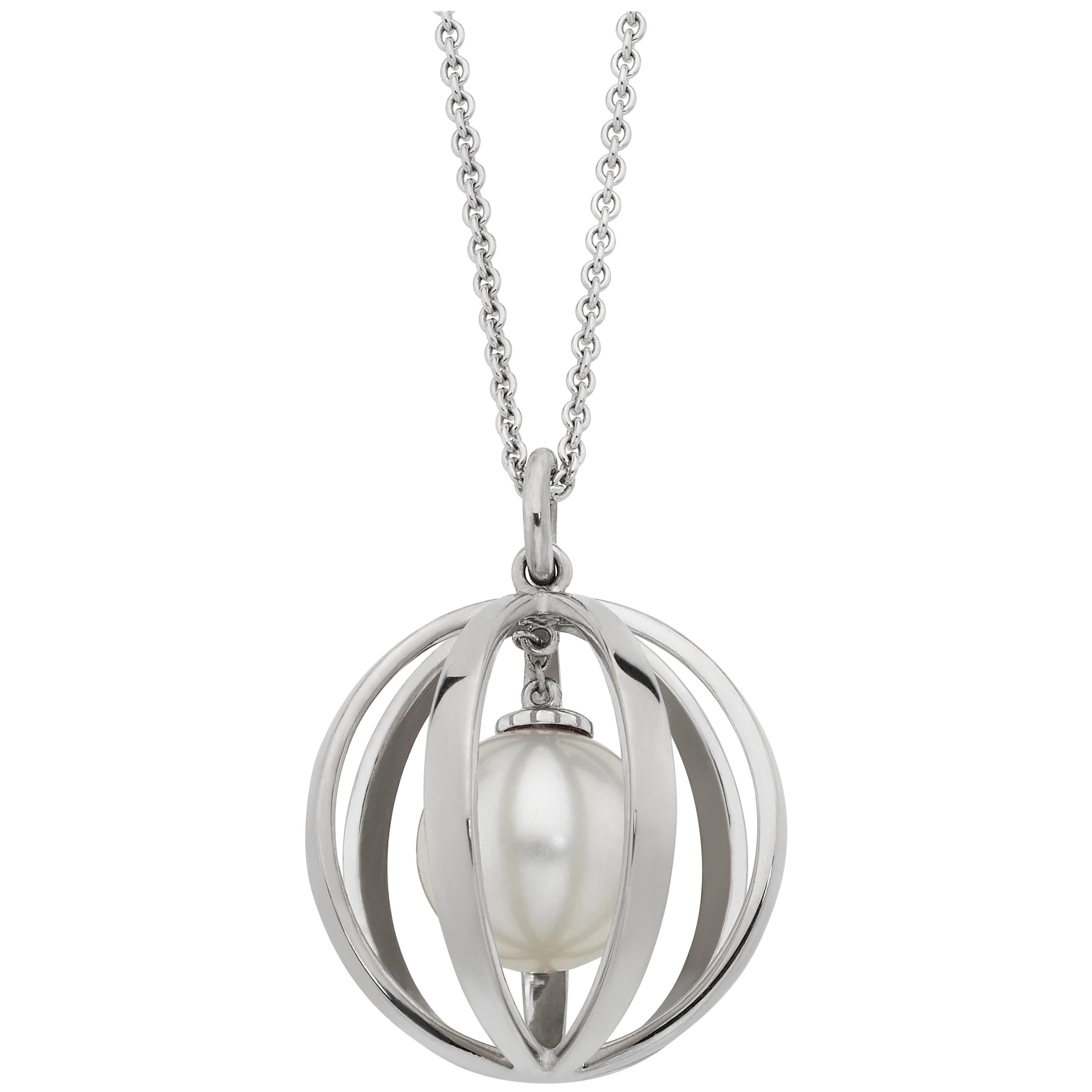 Giulians 18k White Gold 12.17mm Australian South Sea Pearl Lantern Pendant