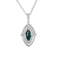 Giulians Art Deco Style Australian Black Opal and Diamond Pendant Necklace