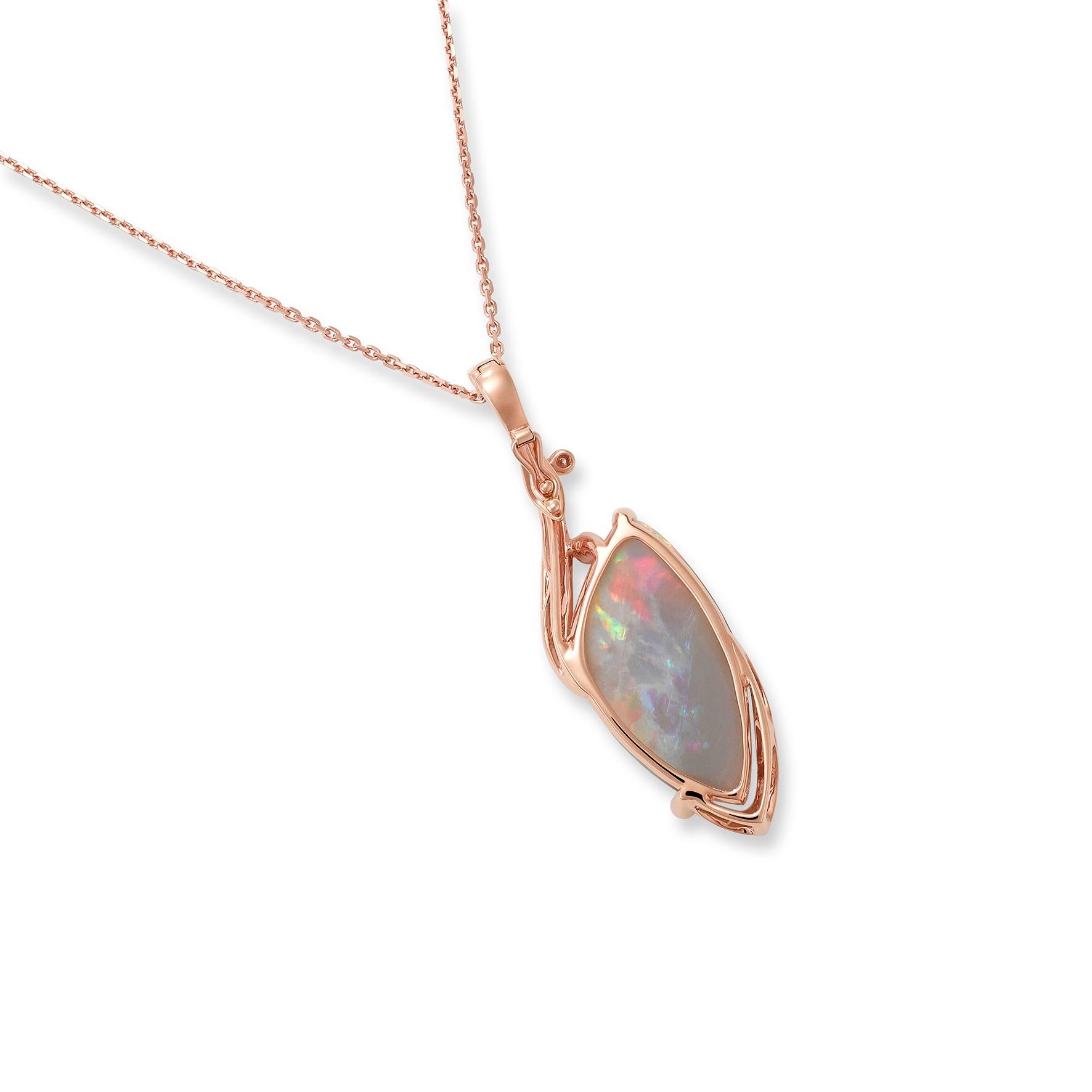 Women's Giulians Contemporary 18k 13.60ct Australian Black Opal and Diamond Necklace For Sale