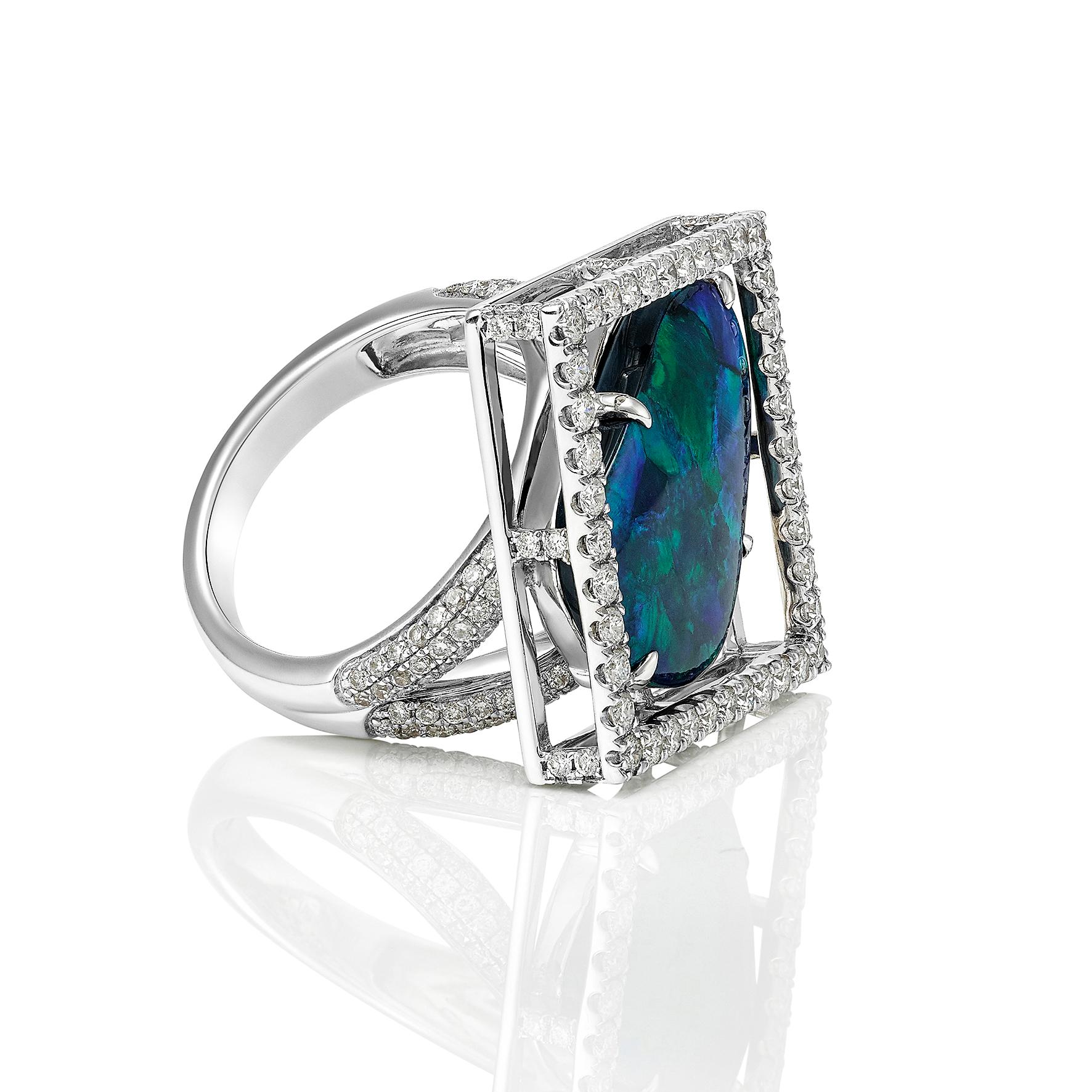 Giulians Contemporary 18k 7.88ct Australian Black Opal and Diamond Ring 3
