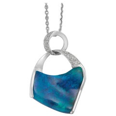 Giulians Contemporary 18k 8.44ct Australian Black Opal Pendant Necklace