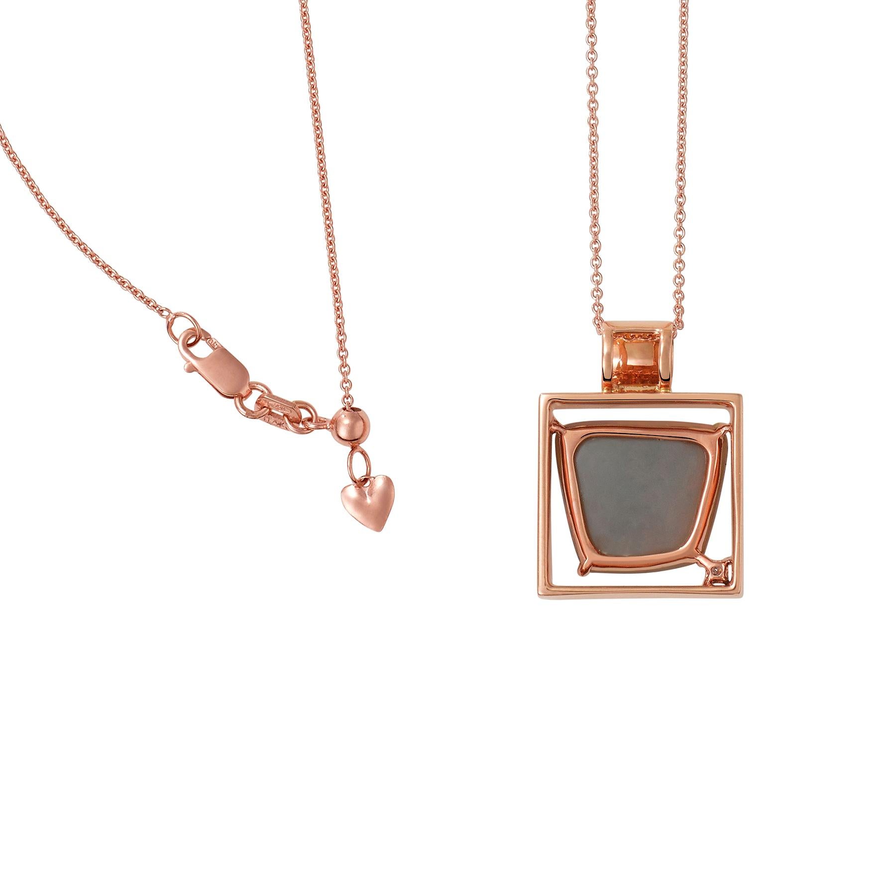 Women's Giulians Contemporary Australian 4.28ct Black Opal and Diamond Necklace Pendant For Sale