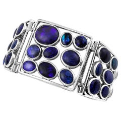 Giulians Contemporary Sterling Silver Australian Black Opal bracelet