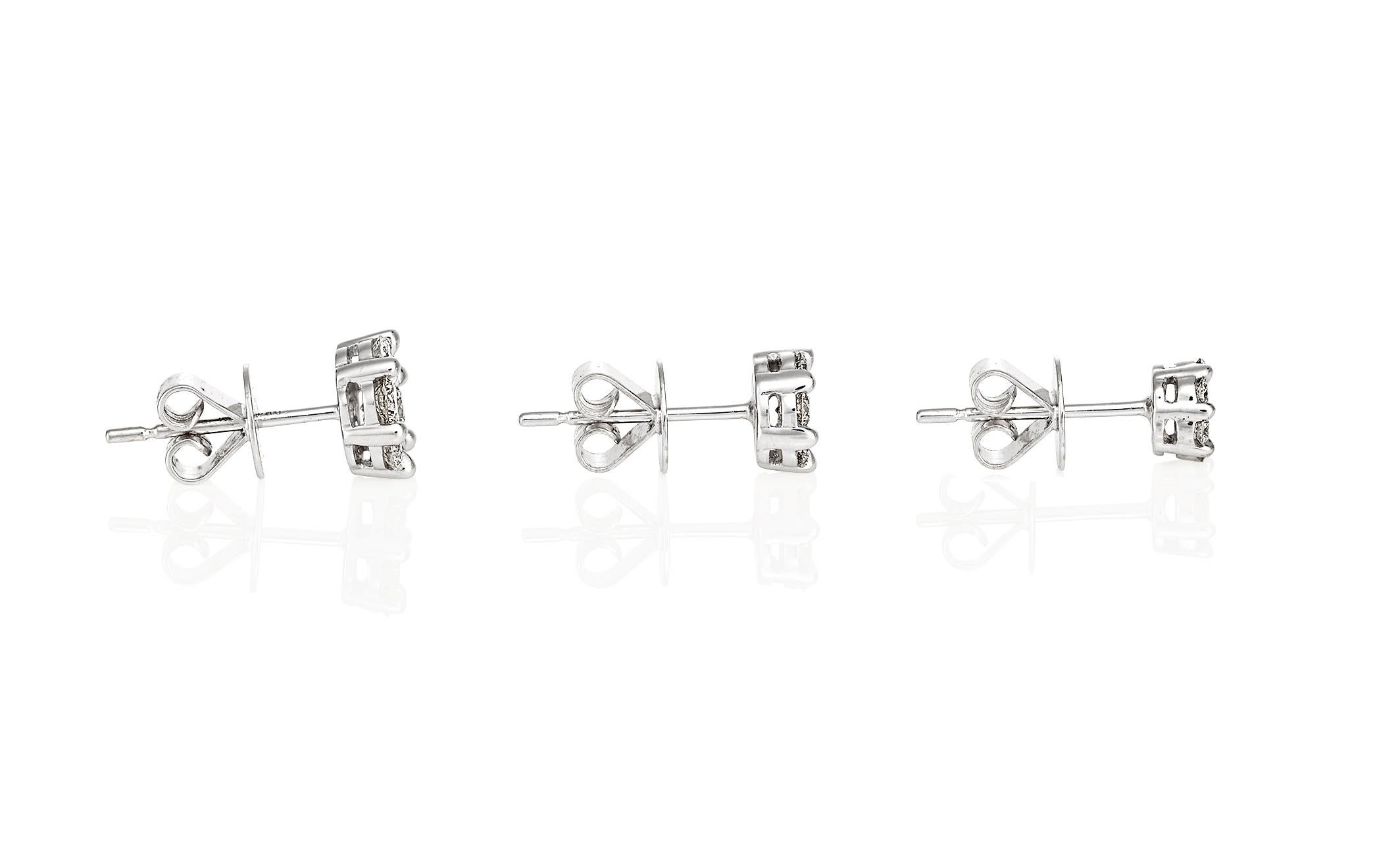 Women's Giulians Large 18K Diamond Set Cluster Stud Earrings For Sale