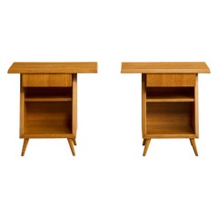 Giulio Alchini, Nightstands, Oak, Italy, 1950s