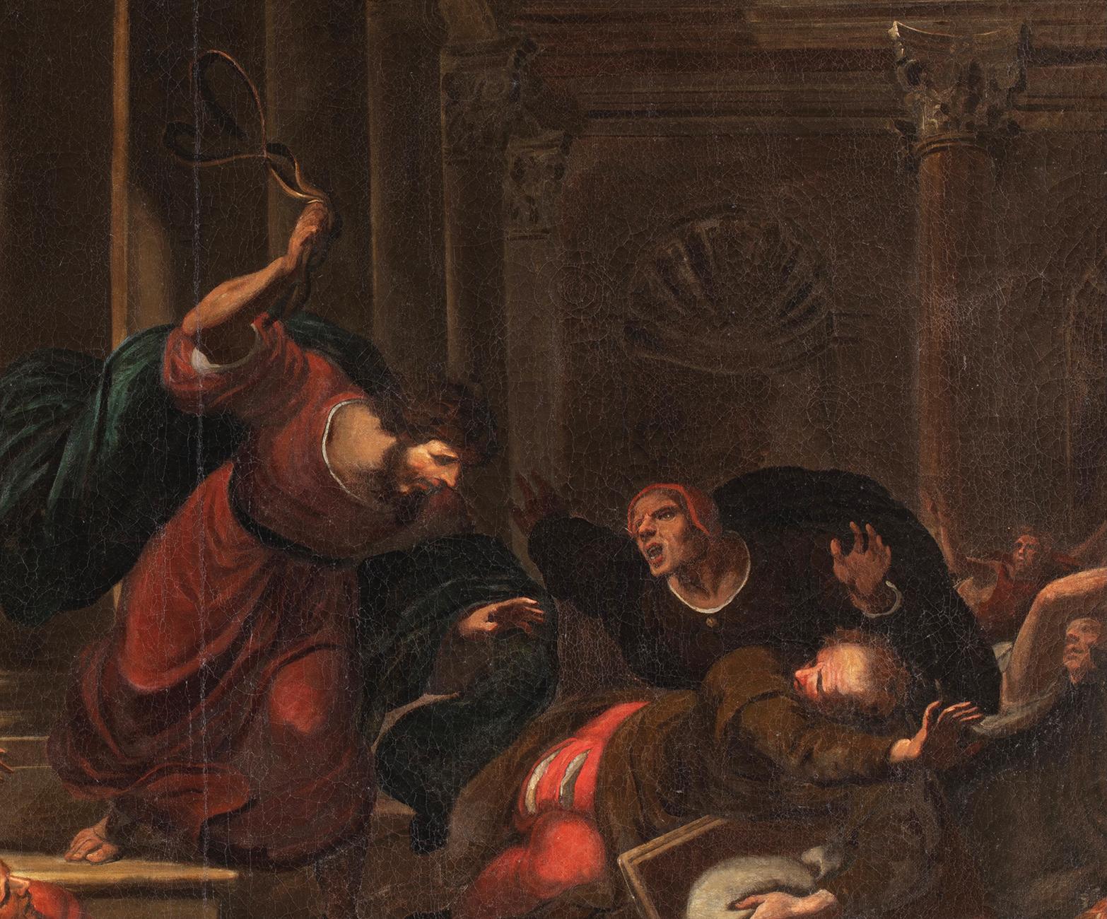 Giulio Benso (Genoa, Italy, 1592 - 1668)
Title: The Expulsion of the Merchants From the Temple
Medium: Oil on canvas
Dimensions: without frame 121 x 170 cm - with frame 144 x 193 cm
Nineteenth-century shaped and gilded wooden frame

Expertise by