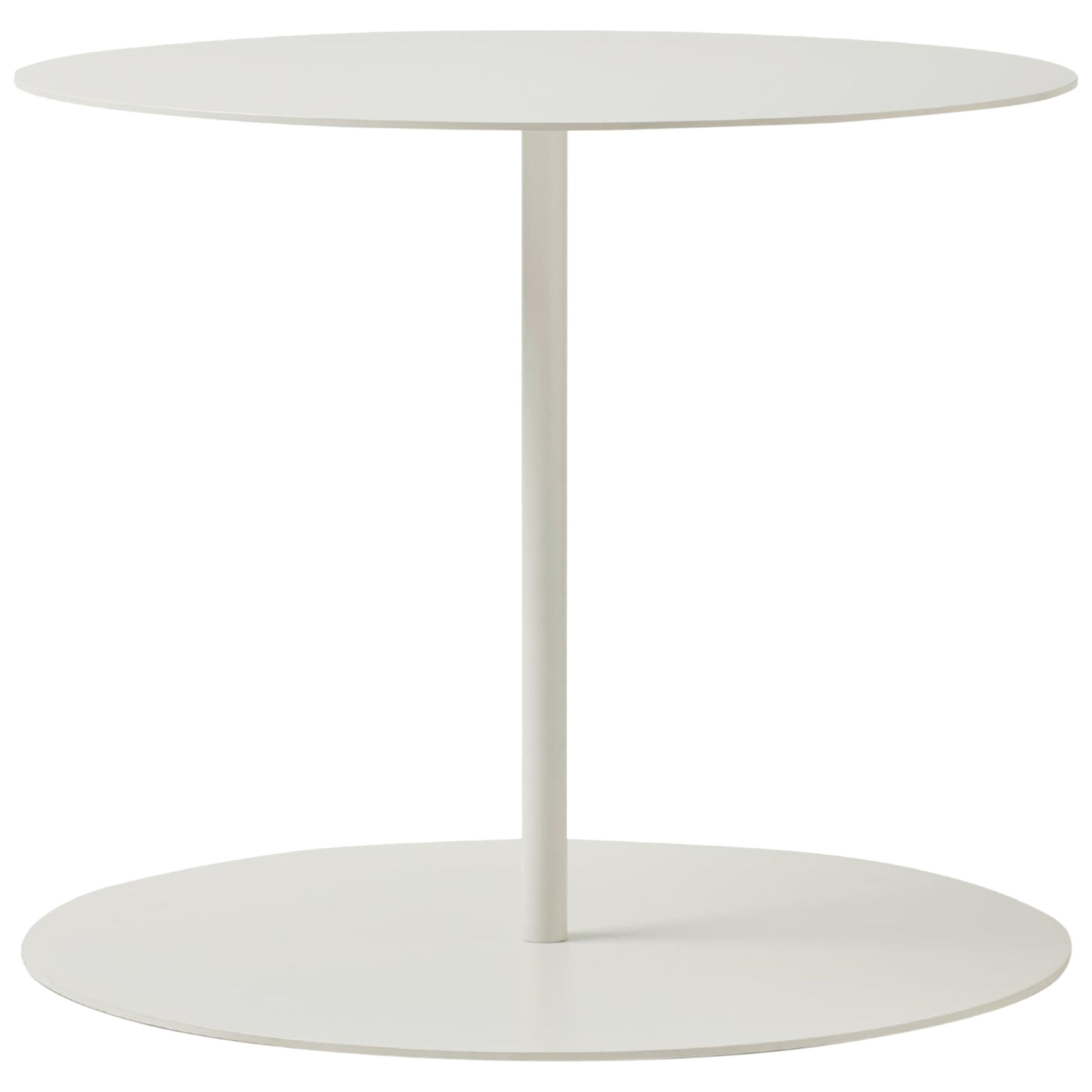 Table Gong de Giulio Cappellini en métal blanc découpé au laser et plateau mat