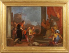 Antique 17th century religious Italian Old Master painting - Joseph before the Pharaoh