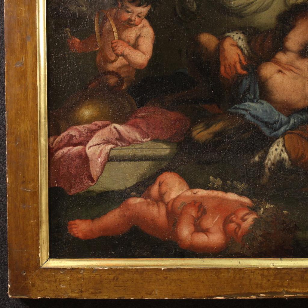 17. Jahrhundert Öl auf Leinwand Italienische mythologische Malerei Bacchanal, 1650 im Angebot 7