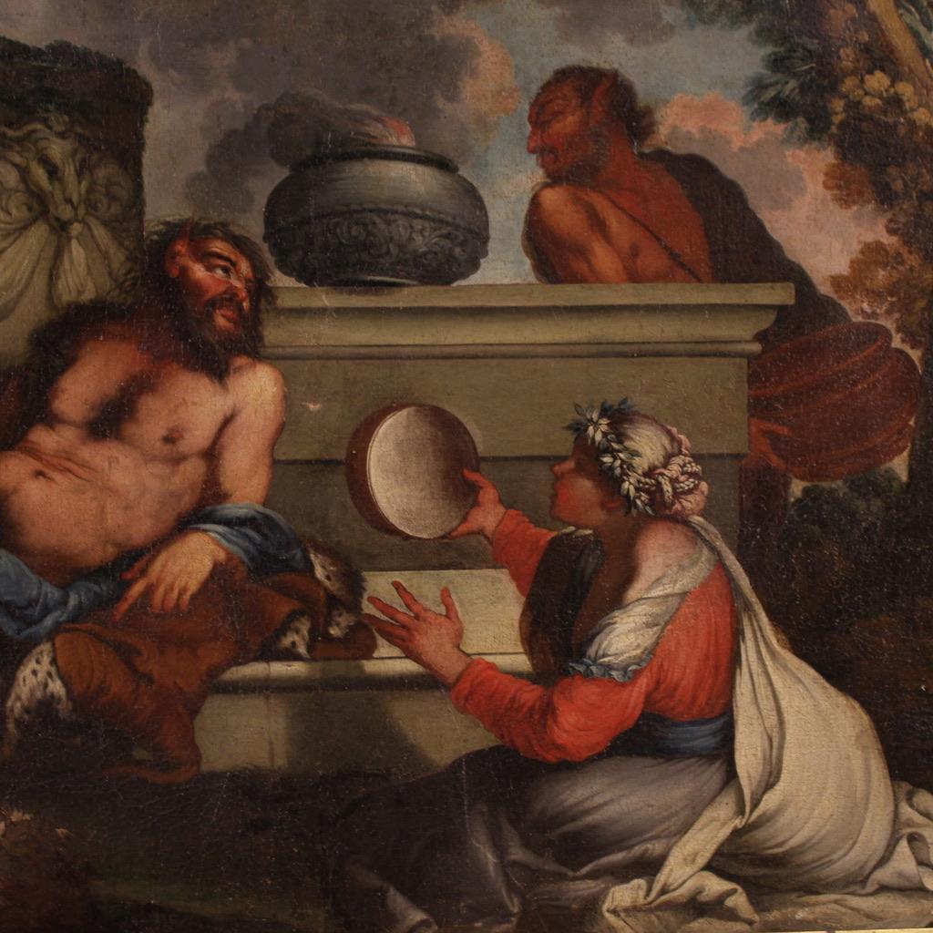 17. Jahrhundert Öl auf Leinwand Italienische mythologische Malerei Bacchanal, 1650 im Angebot 1