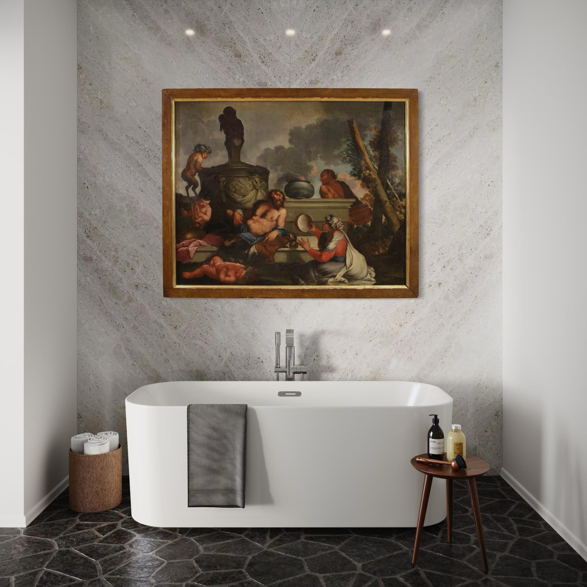 17. Jahrhundert Öl auf Leinwand Italienische mythologische Malerei Bacchanal, 1650 im Angebot 4