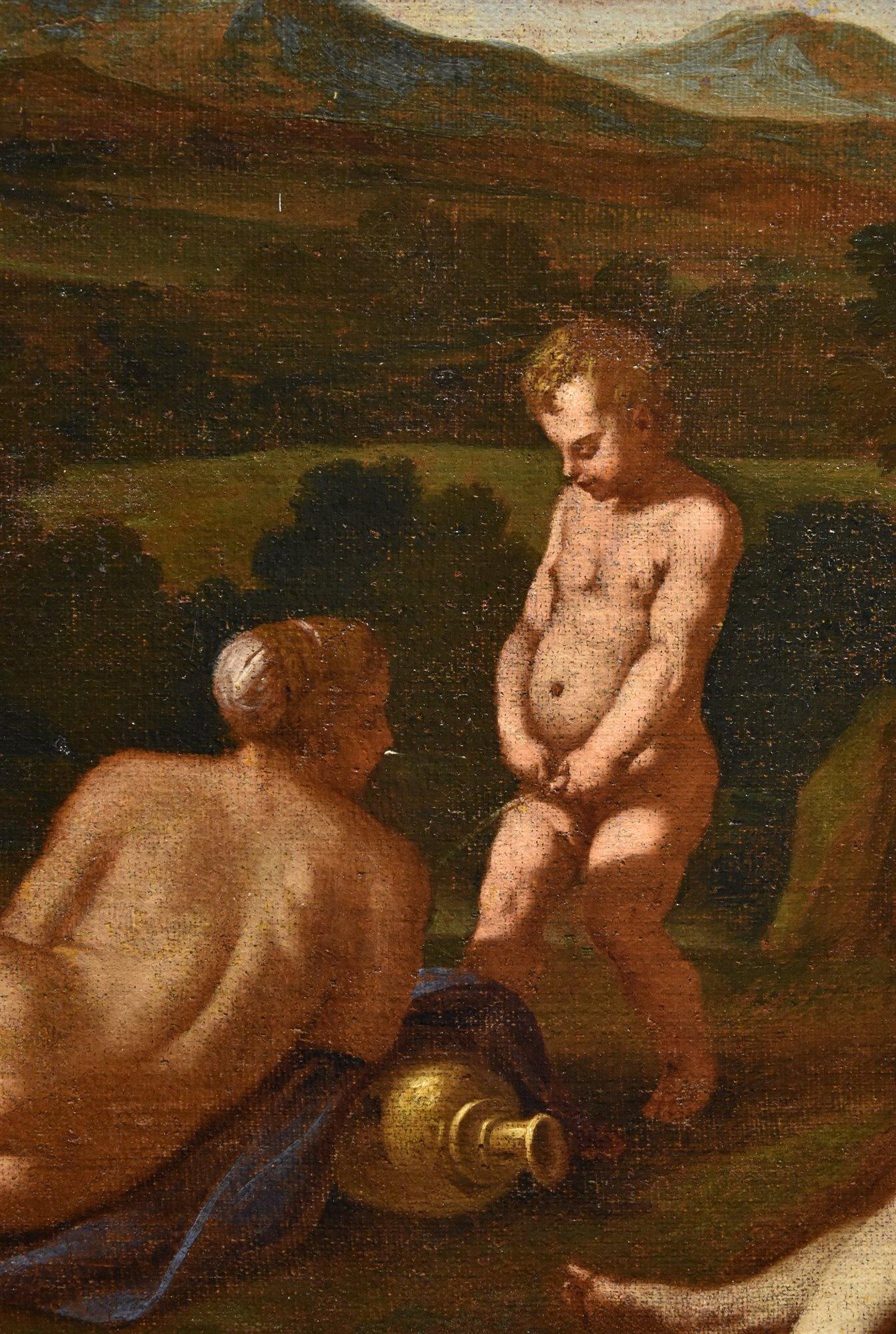 Bacchanale Mythologique Peinture Carpioni Huile sur toile 17ème siècle Art ancien en vente 9