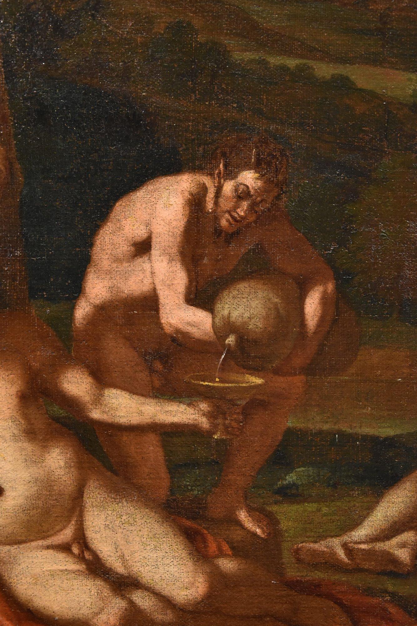 Bacchanale Mythologique Peinture Carpioni Huile sur toile 17ème siècle Art ancien en vente 10