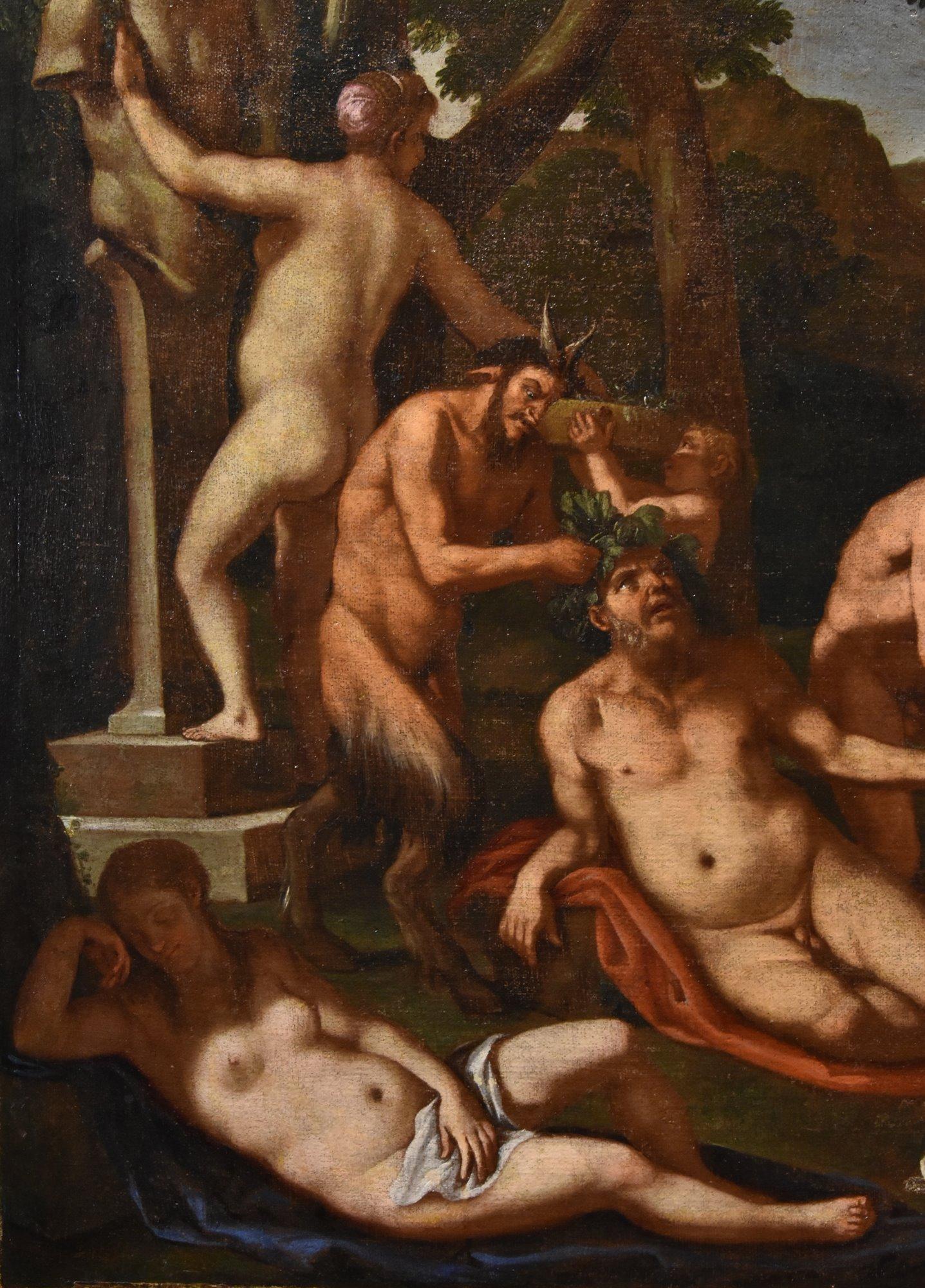 Bacchanale Mythologique Peinture Carpioni Huile sur toile 17ème siècle Art ancien en vente 2