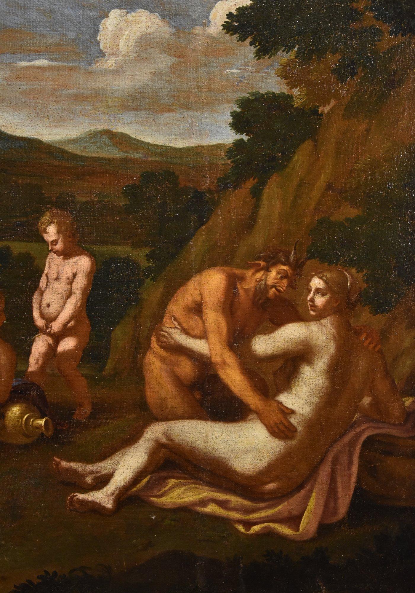 Bacchanale Mythologique Peinture Carpioni Huile sur toile 17ème siècle Art ancien en vente 4