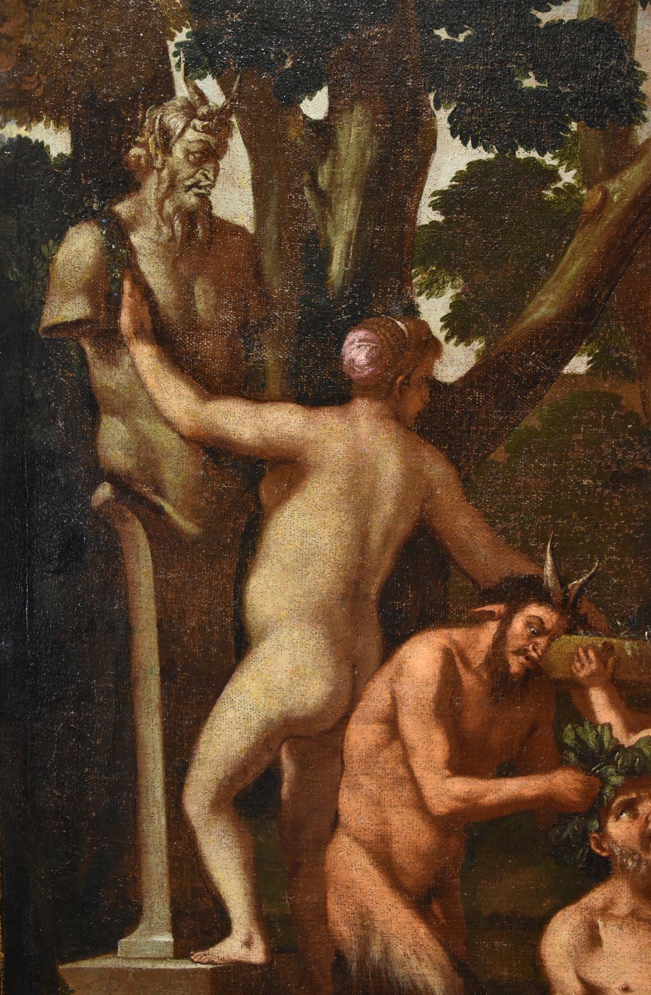 Bacchanale Mythologique Peinture Carpioni Huile sur toile 17ème siècle Art ancien en vente 5