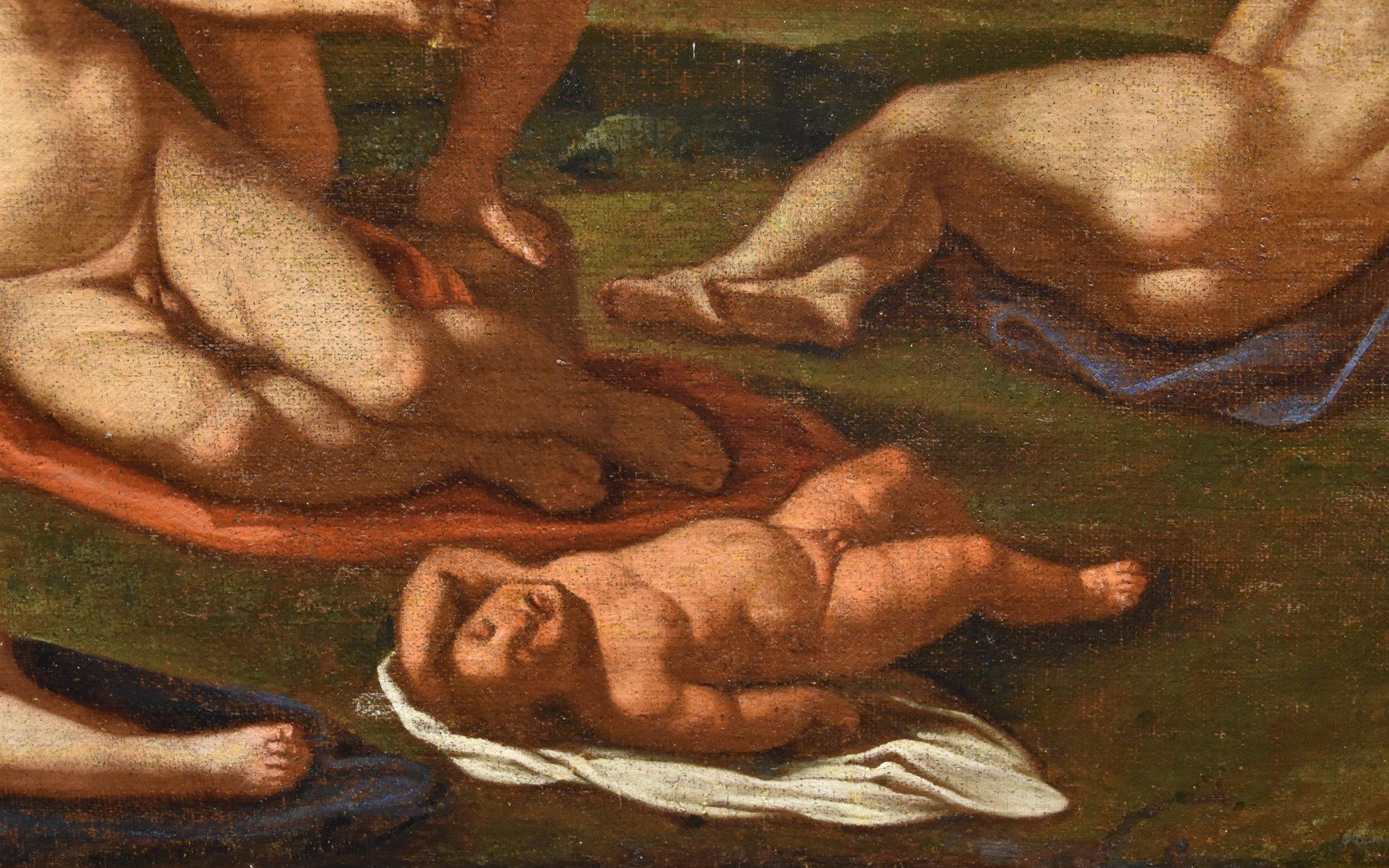 Bacchanale Mythologique Peinture Carpioni Huile sur toile 17ème siècle Art ancien en vente 6
