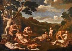 Bacchanale Mythologische Carpioni Gemälde Öl auf Leinwand 17. Jahrhundert Altmeister Kunst