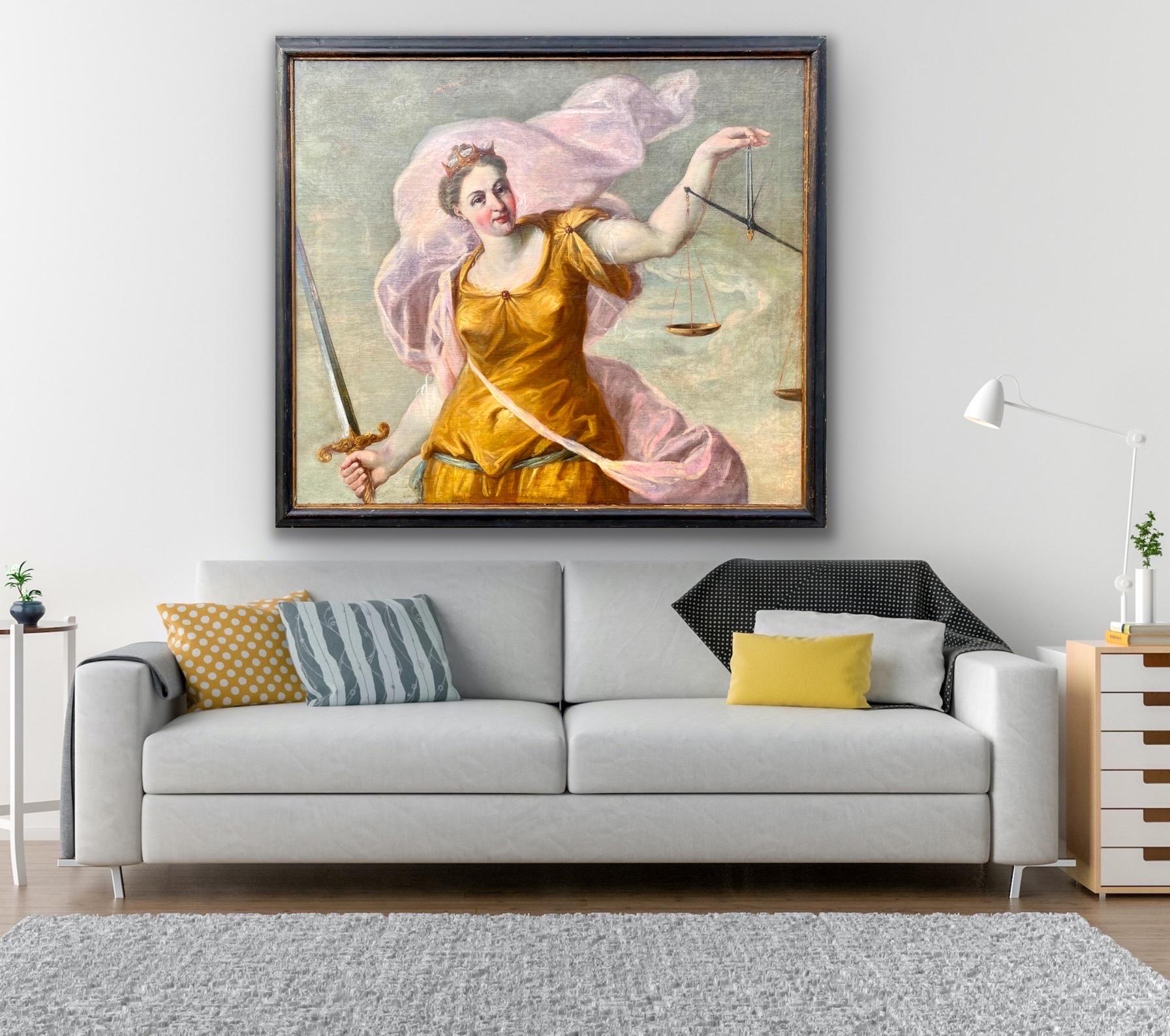 Huge 17th century Italian old master painting - Justitia - Lady Justice 6