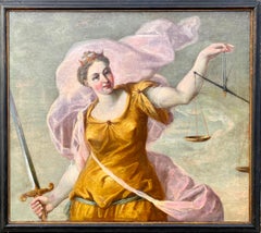 Huge 17th century Italian old master painting - Justitia - Lady Justice