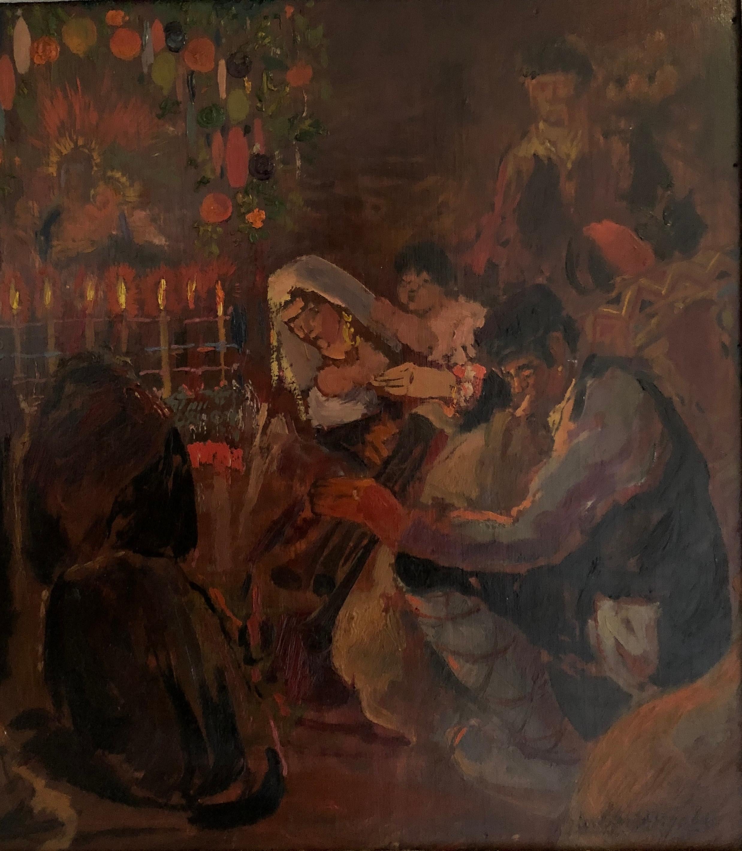 Giulio D'Angelo Figurative Painting – Natale in Sizilien