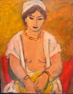 "Odalisque yellow" Oil , cm. 40 x 50 1937  free shipping
