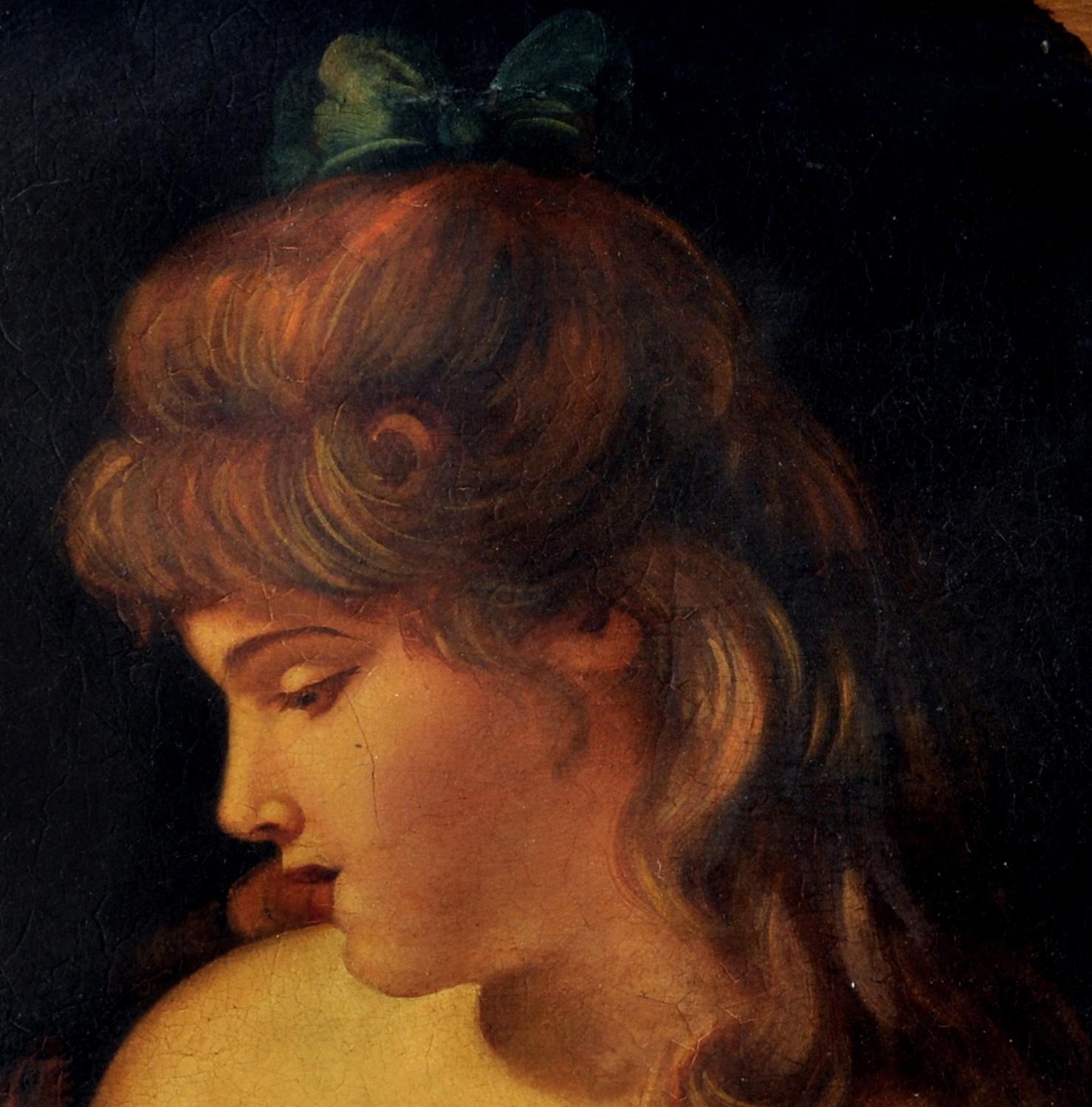 CHICA CON Gatito- A la Manera de F.Ballavoine's -  Italia   Óleo sobre lienzo - Painting Antiguos maestros de Giulio Di Sotto