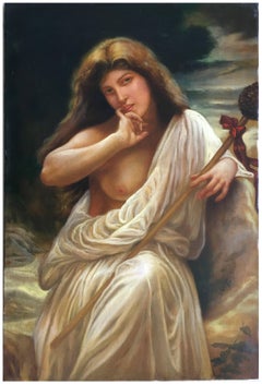 VESTALE-In the Manner of Bouguereau- Italian Figurative oil on canvas paint.