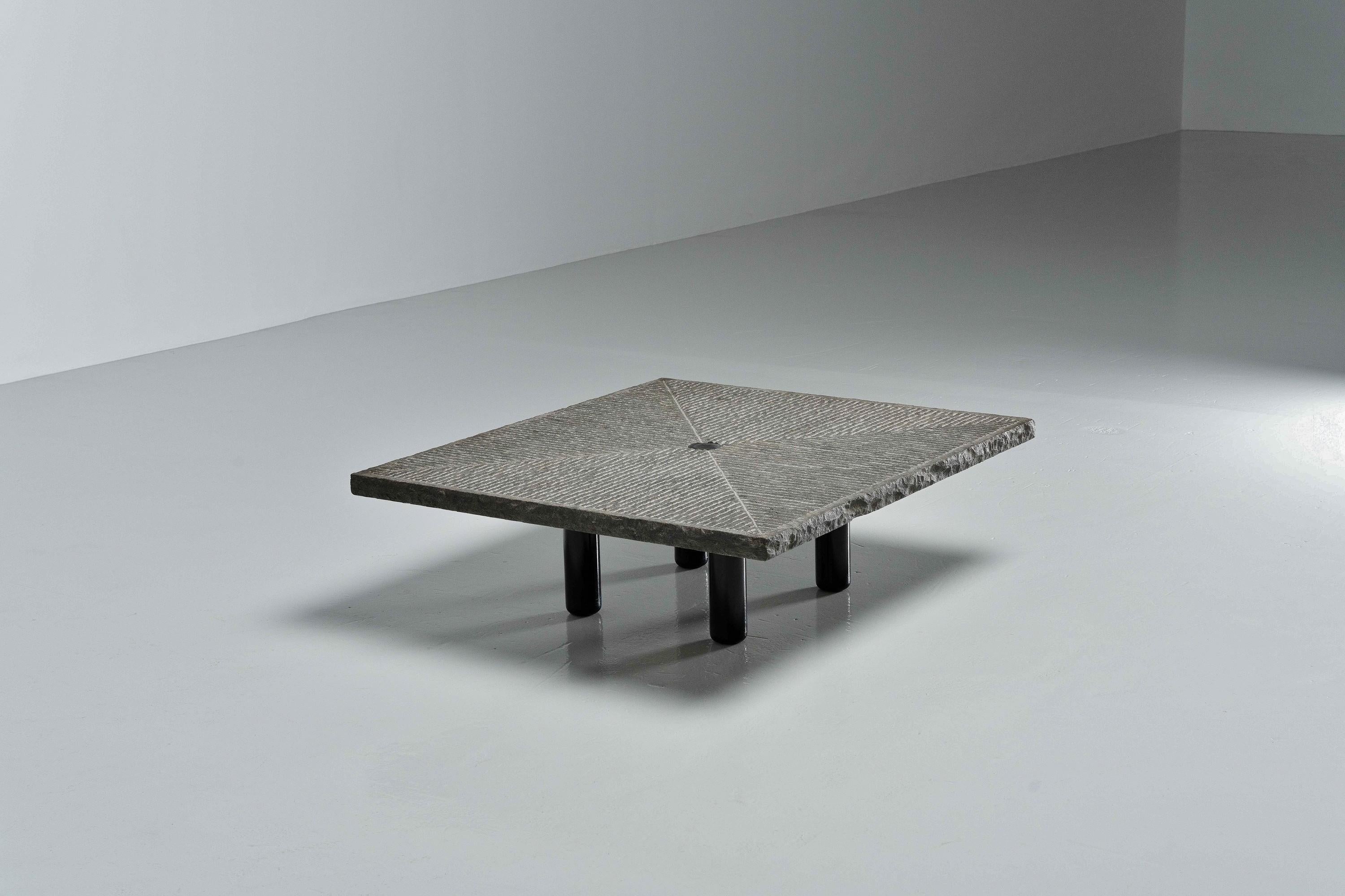 Metal Giulio Lazzotti Coffee Table by Mageia Italy 1981 For Sale