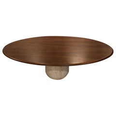 Giulio Lazzotti Design Oval coffee Table with Travertine, Hand Signed, 1965