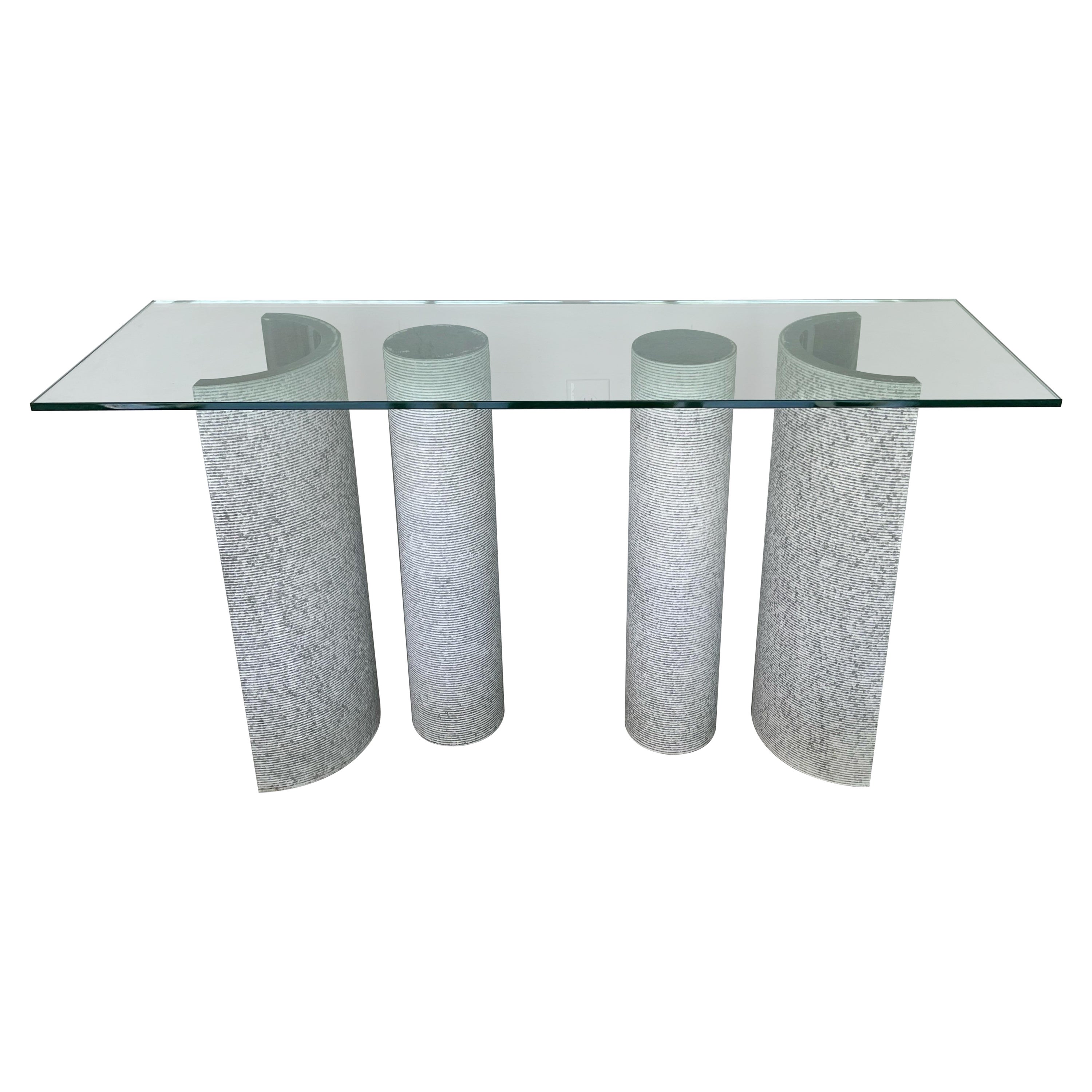 Giulio Lazzotti Grey Marble Console Table for Casigliani Italy 1970s