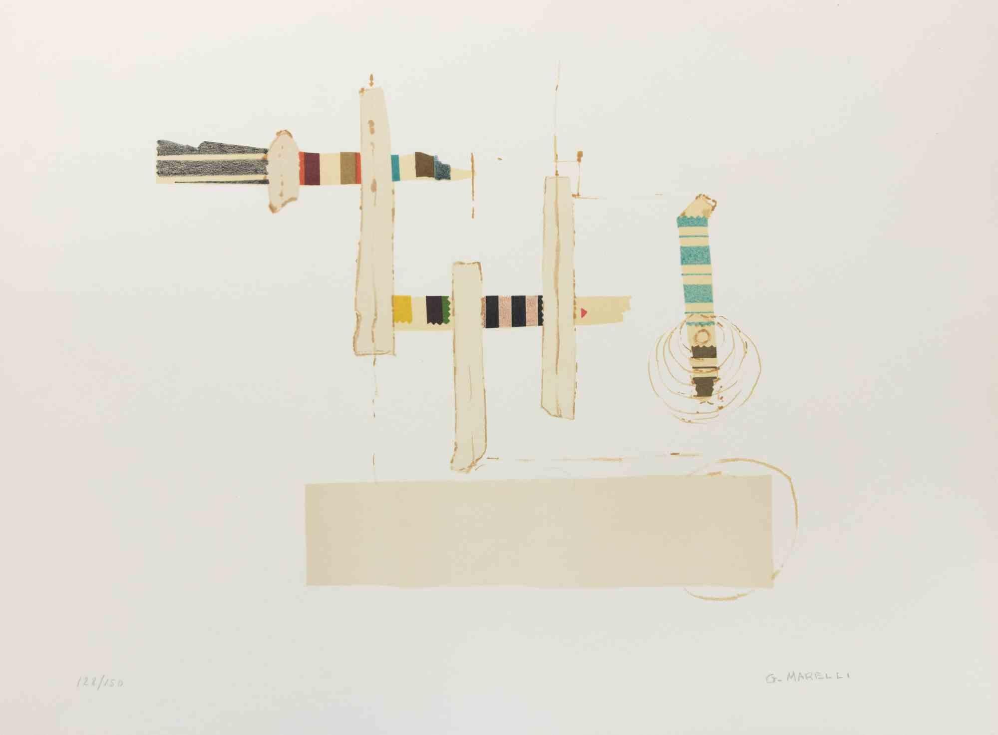 Lithograph realized by Giulio Marelli in 1970 ca.

Edition of 150 in arab numbers and XXV in roman numbers.

Hand signed and numbered in pencil.

Very good condition.





